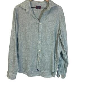 Untuckit Vin Santo Button Down Shirt Light Green 100% Linen Wrinkle Resistant L